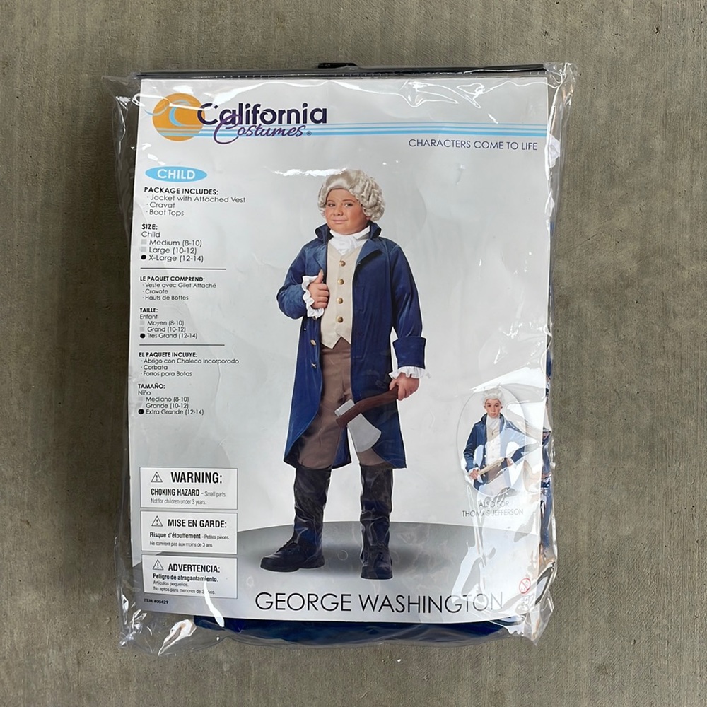 Brand new, never worn, George Washington youth costume size 12-14